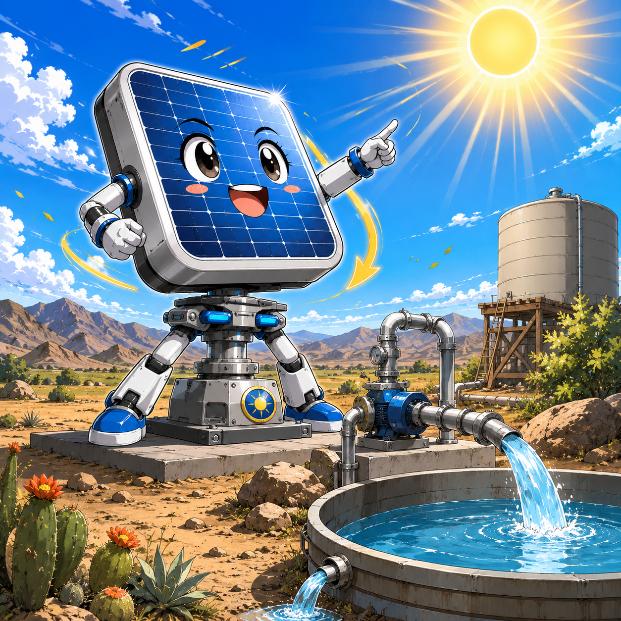 Remote water pumping powered by solar tracking pod